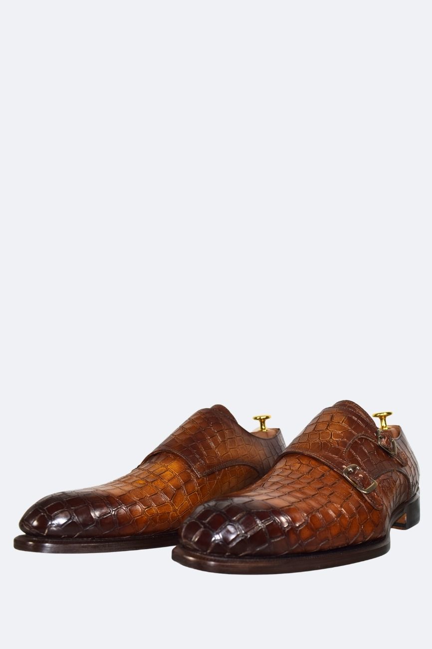 Double Monk Strap marron croco – Image 2