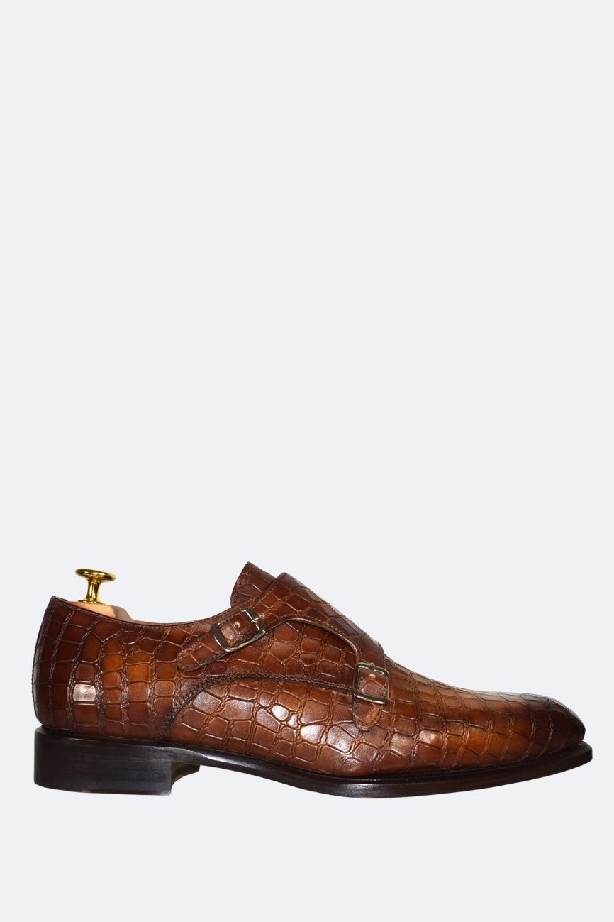 Double Monk Strap marron croco – Image 3