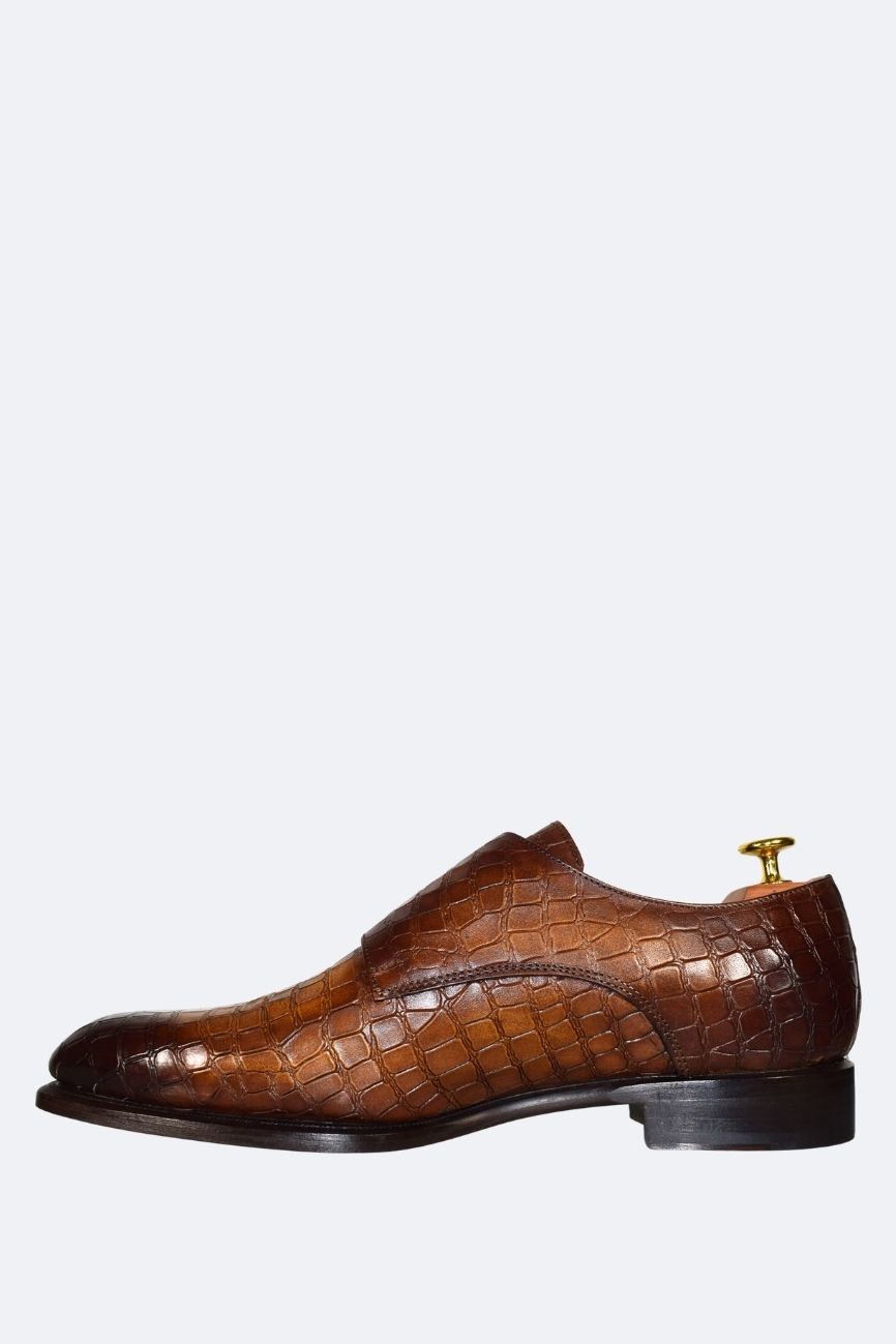 Double Monk Strap marron croco – Image 4