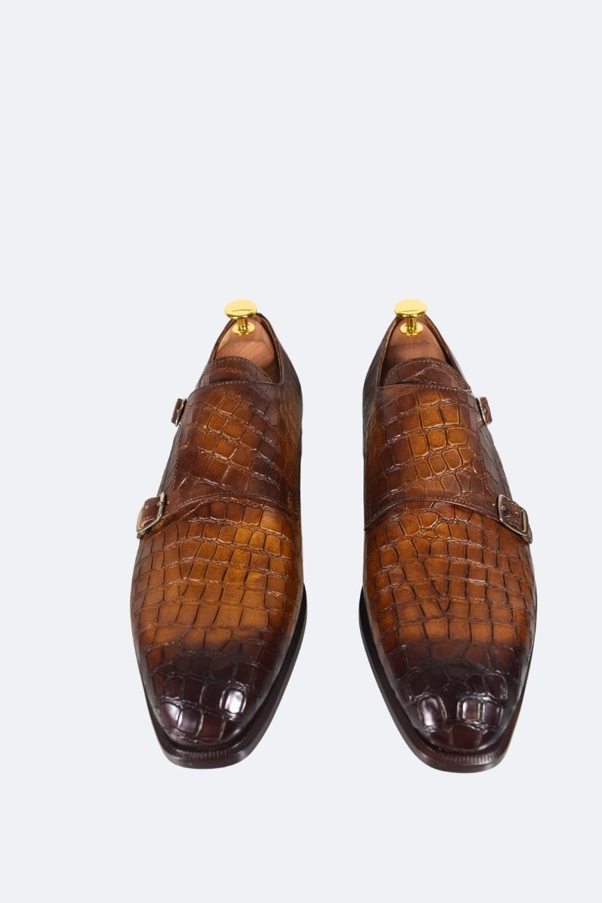 Double Monk Strap marron croco – Image 5