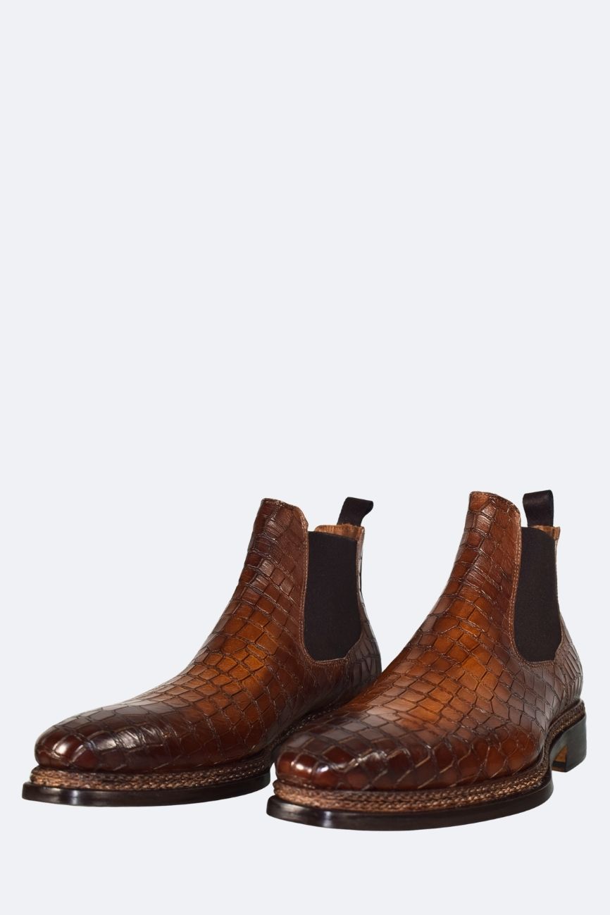 Chelsea Boots marron croco triple semelle – Image 2
