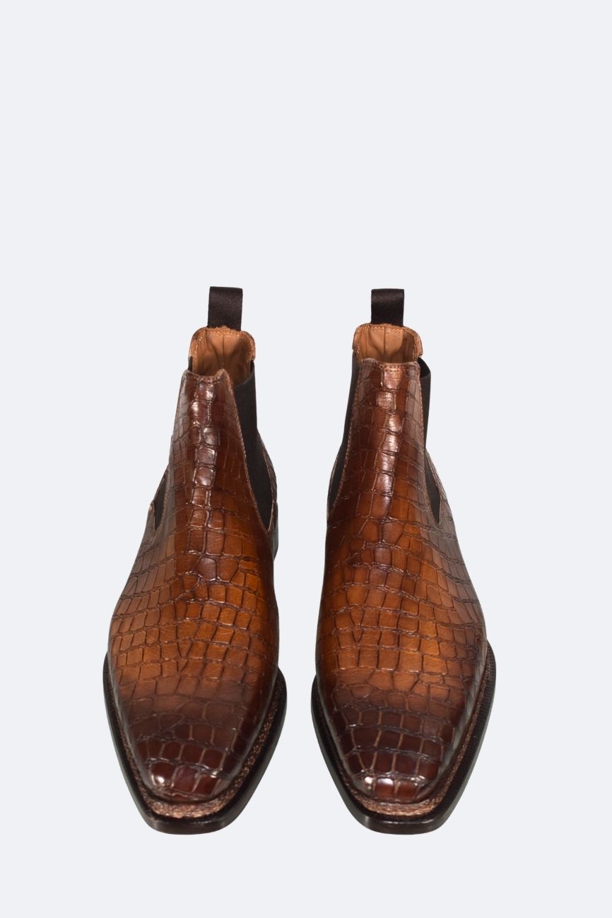Chelsea Boots marron croco triple semelle – Image 3