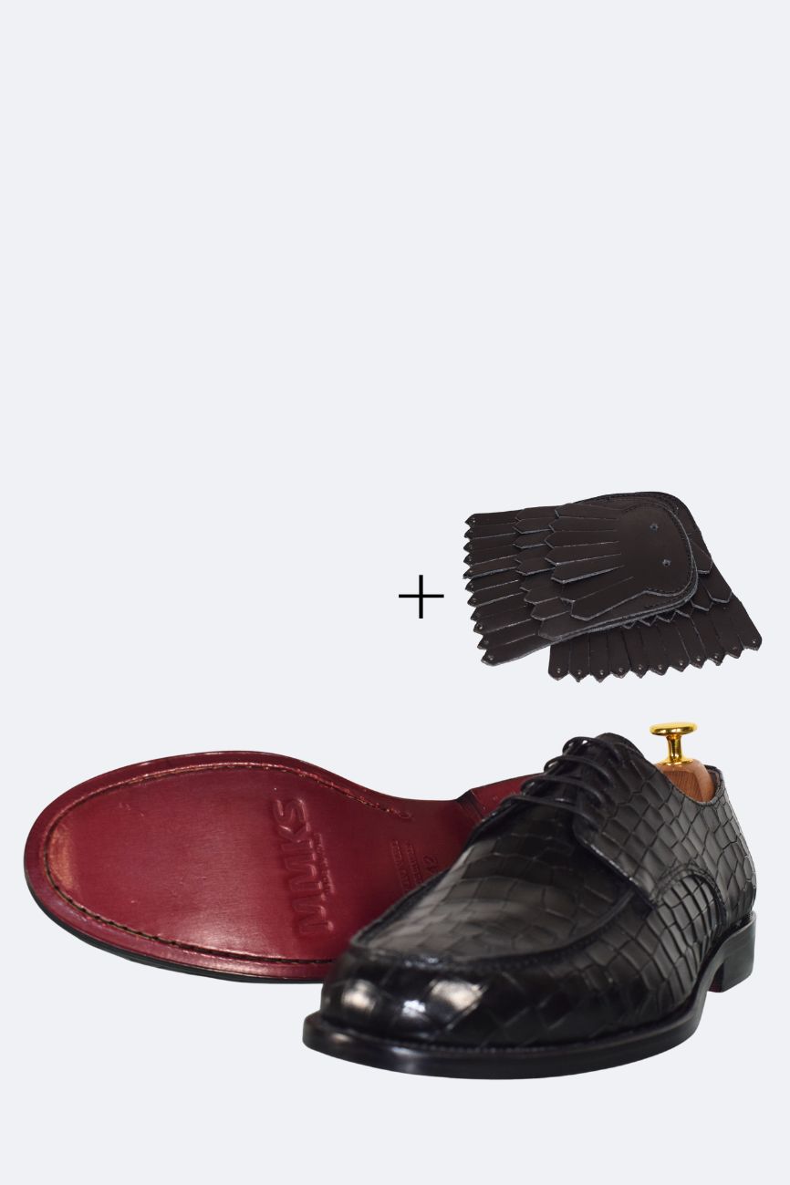 Derby Croco avec Bavette en Accessoire