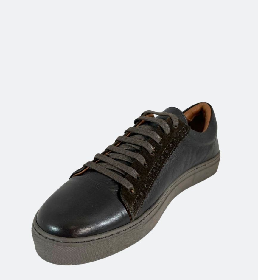 Sneakers en cuir italien noir avec zip et lacets – Image 4