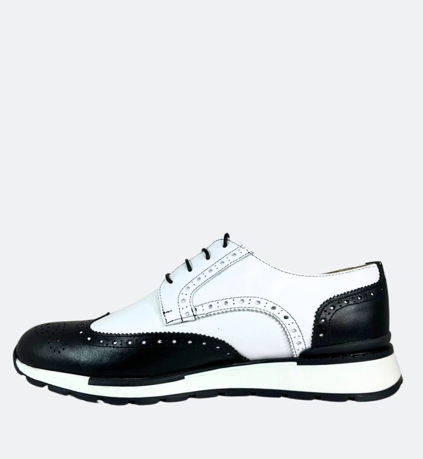 Sneakers en cuir italien noir et blanc – Image 2